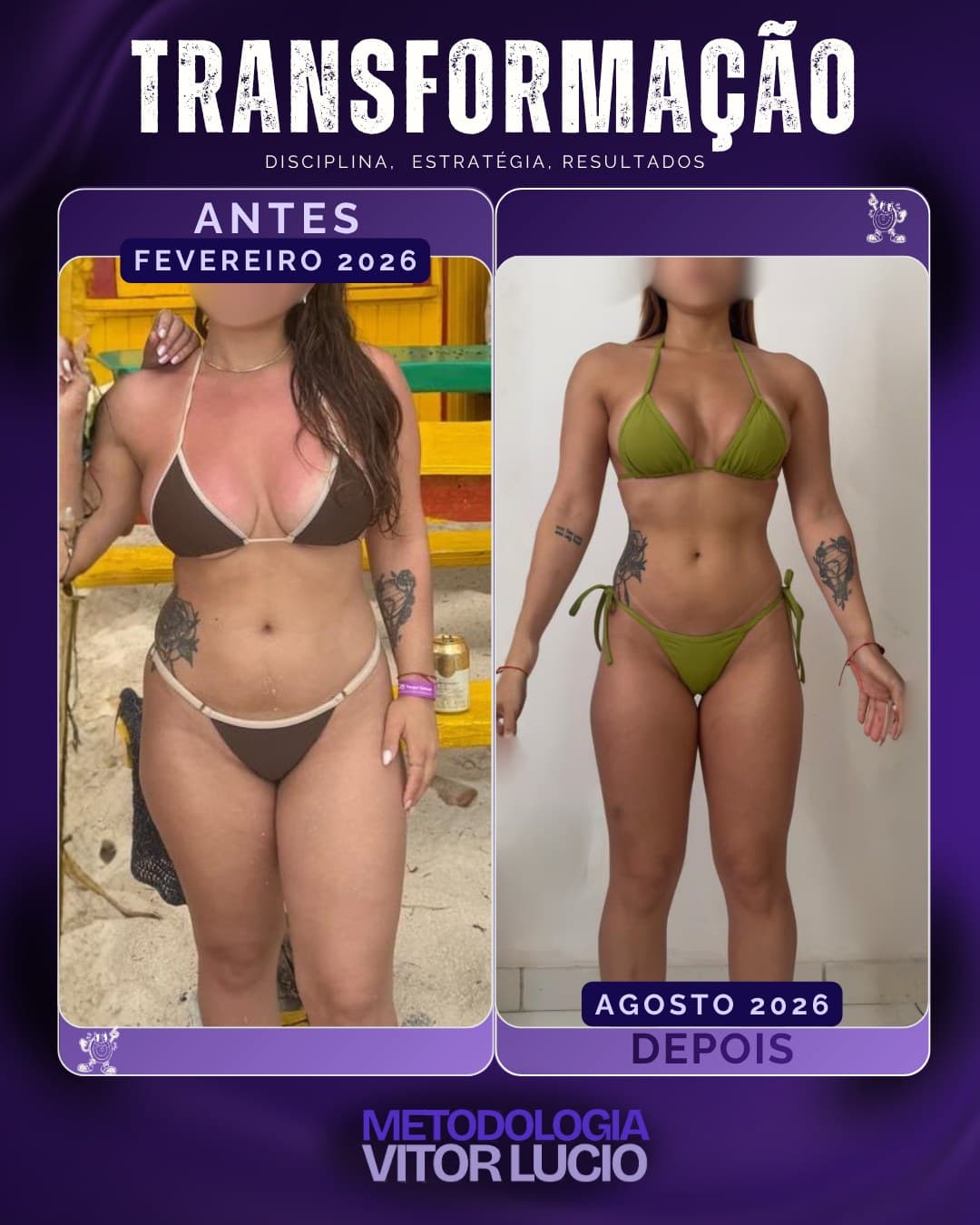 Antes e depois de uma aluna da Team Vitor Lucio